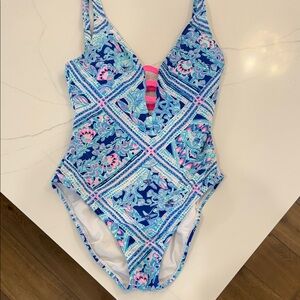 Lilly Pulitzer Blue and Pink One-Piece Swimsuit